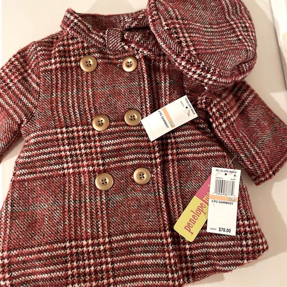 12 month NEW girls coat and hat